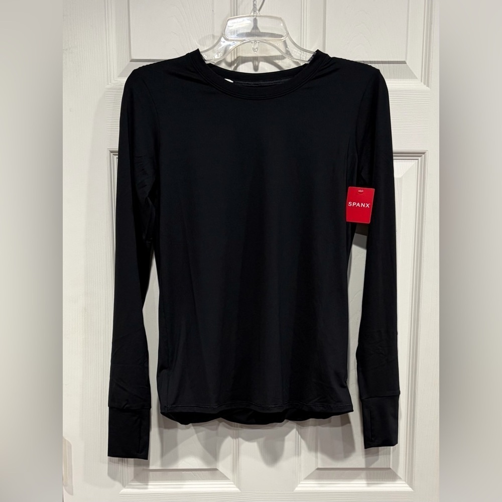 Spanx Women's XS Butter Soft Wrap Back T-Shirt - Long Sleeve Black NWT
